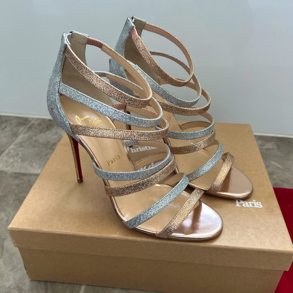 Christian Louboutin Mariniere 100 Glitter in gold & silver